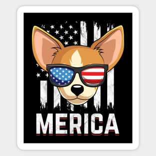 Chihuahua Dog American Flag Sunglasses Patriotic Sticker